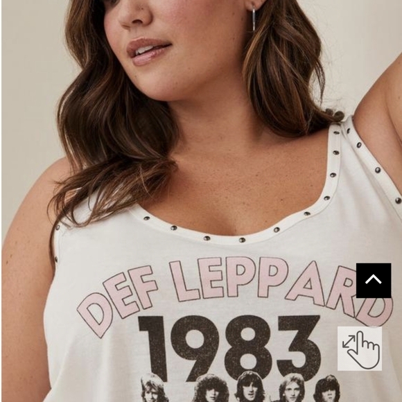 Def Leopard Studded Crew Tank - Cotton Ivory, plus sz 5x - Picture 8 of 12